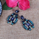 Fashion Elegant Glitter Blue Crystal Rhinestones Alloy Earrings Jewelry