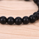 Mens Black Tourmaline Matte Agate Stone Protection Yoga Beaded Stretch Bracelet`