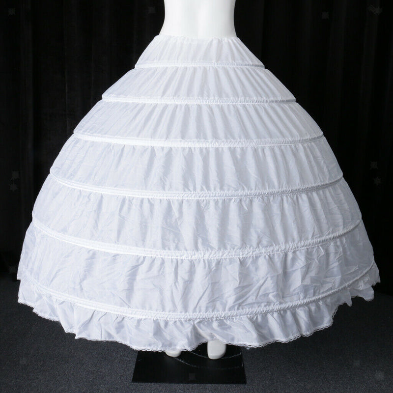 White Long 6-Hoop Petticoat Extra Full Wedding Prom Ball Crinoline Underskirt