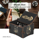Retro Wooden Hand Cranked Music Box Home Crafts Ornaments Children Gifts A