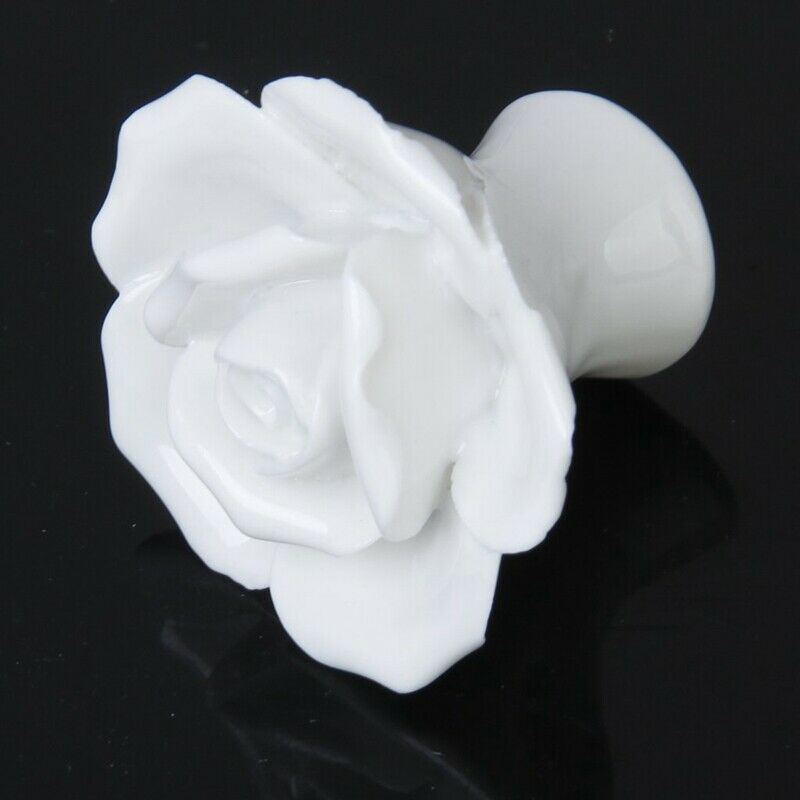 1 x Rose Flower Ceramic Kitchen Furniture Cabinet Cupboard Handle Pull Knob