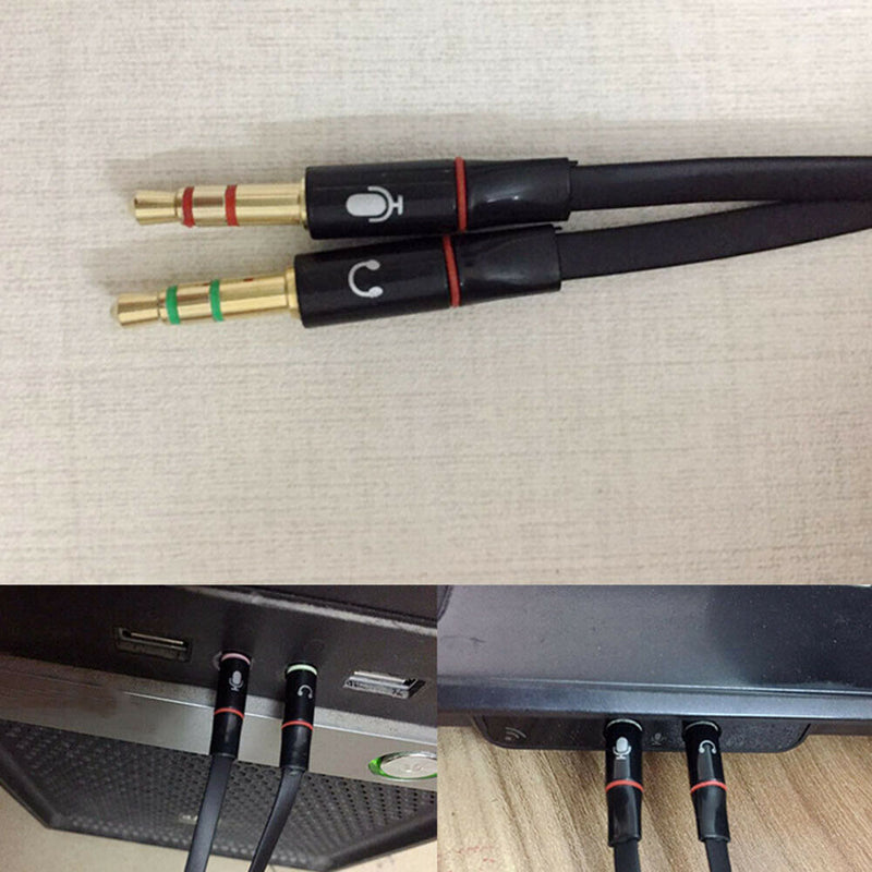Stereo Audio Female to 2 Male Headset Microphone Y Splitter Cable Adapter Delu