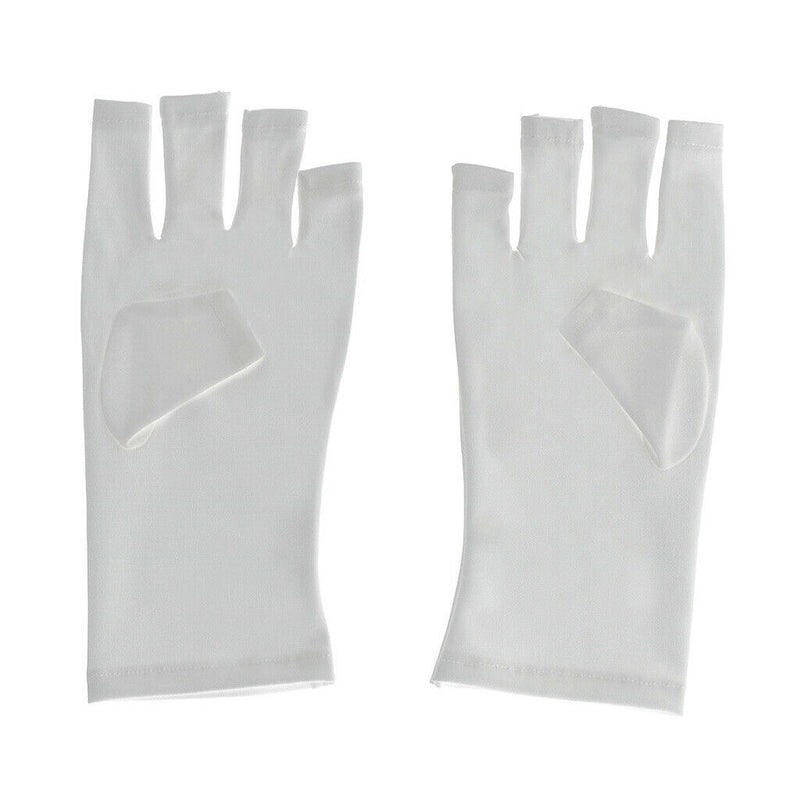 Fabric Anti UV Fingerless UV Protection Gloves For Nail  Drying Lamp White