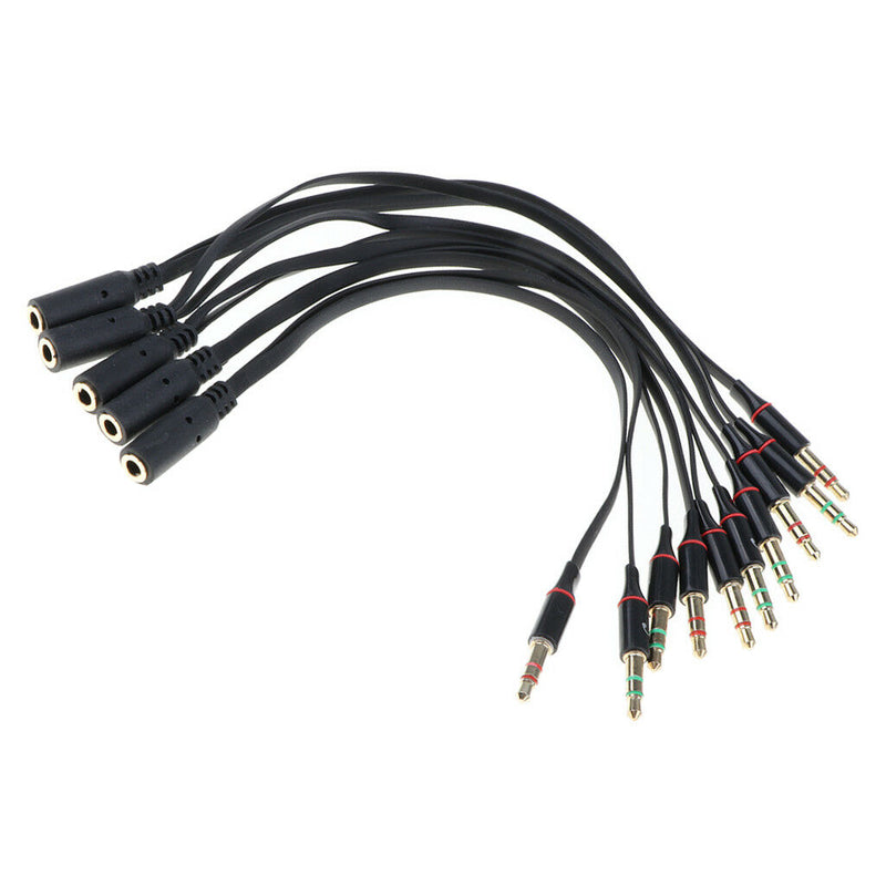 5 Pieces Audio Headphone Mic Splitter Cable Female to 2 Dual Male