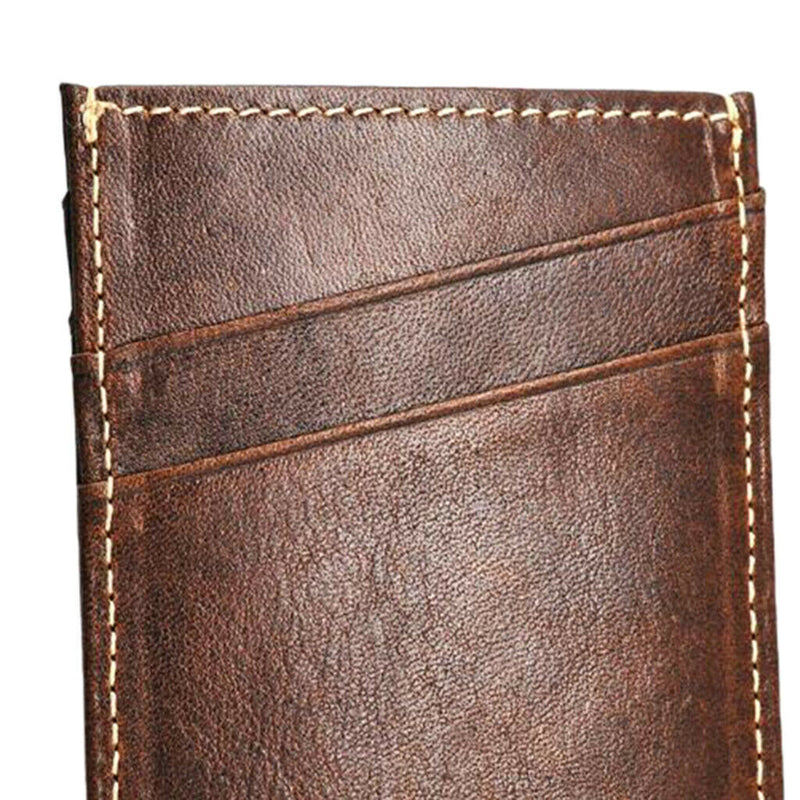 2-Sided Vertical Credit Card Holder, Leather Minimalist Wallet 5 Slots, Thin