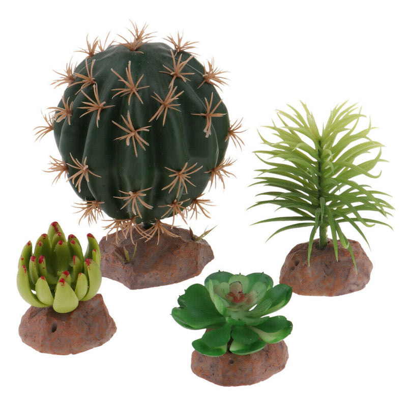 4x Realistic Plants Fish Tank Decor Landscape For