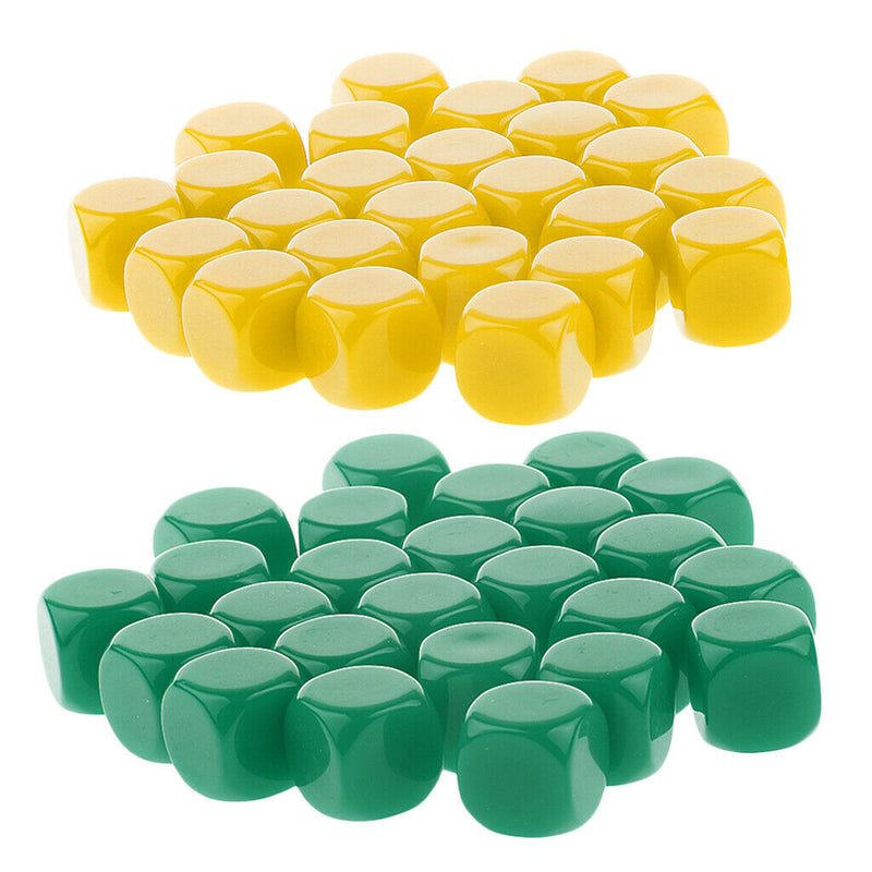 50 Pieces Opaque Blank Dice D6 for D&D RPG MTG Party Games Yellow + Green