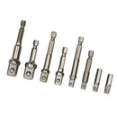 8x Socket Bit Adapter Hexagonal Handle Square Head Sleeve Conversion Bars Set