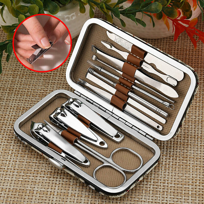 12Pcs/Set Professional Women Stainless Steel Nail Clippers Cleaner Pedicure S7U4