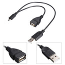 Micro USB Splitter Cable, Micro USB Male to USB-A Male and USB-A Female Adapter