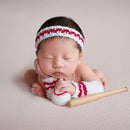 Knit Baby Boy Girl Photography Clothing Oversleeve+Headdress+Baseball+Stick
