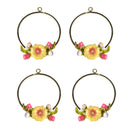 4 Pieces Alloy Enamel Charms Pendants Lovely Flower Jewelry Findings DIY