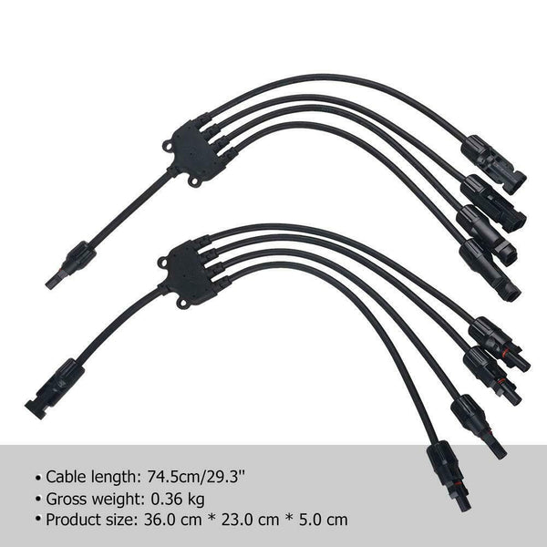 1 Set Solar Style Y Branch 1 to 4 Panel Cable Photovoltaic Connectors