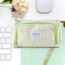 Simple Canvas Lattice Large Capacity Stationery Bag Cosmetic Package (C) A