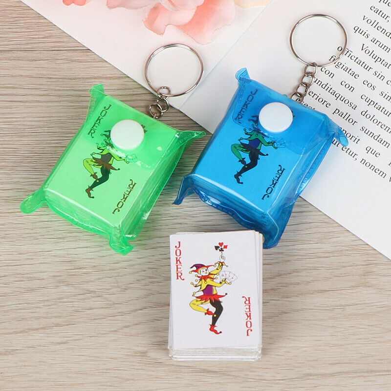 4*3cm Portable Mini Playing Cards Keychain Small Poker Board Game Key Chain FT