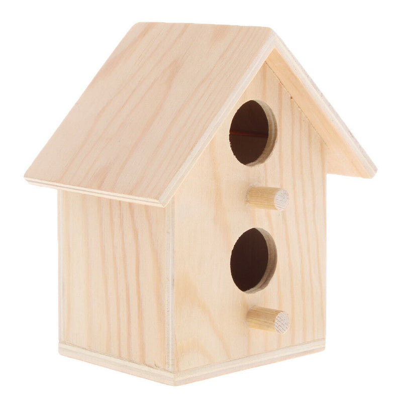Wooden Bird House Perch Wood Paint Cabin for Indoor Cage Hanging Decoration