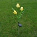 3 Heads Solar Power LED Simulation Tulip Light Yard Landscape Lamp (Yellow)