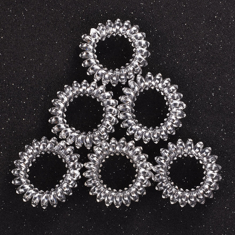 6Pcs Elastic Girl Clear Rubber Telephone Wire Hair Ties Hairband Rope Ties
