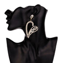 Heart-Shaped Rhinestone Crystal Drop Earrings Women Wedding Ear Jewelry  A