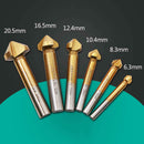 6pcs 3 Flute 90 Degree Hss Chamfer Cutter Bit Chamfering Countersink Drill Bits
