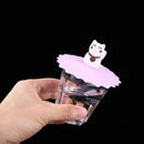 Silicone Cup Lid Transparent Heat-resistant Dustproof Reusable (Money Cat) A