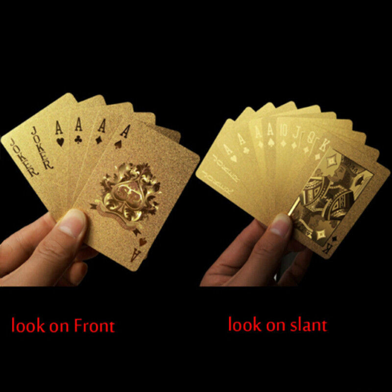 Waterproof Plastic Play Cards Poker Deck Magic Card Pvc Black Foil Golden Set