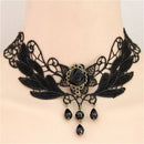 Women's Black Rose Teardrop Bead Pendant Lace Choker Lolita Collar Necklace MO