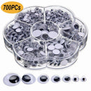 700 Googly Wiggly Wobbly Eyes SELF ADHESIVE Crafts NEW Mixed 7 Sizes 4mm to 12mm