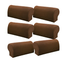 6Pcs Brown Elastic Sofa Armrest Covers Armchair Slipcovers Arm Rest Caps
