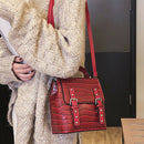 Fashion Small Shoulder Bag Pu Leather Ladies Backpack Stone Retro Bag Femal