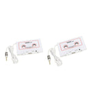 2Pcs White In Car Audio Cassette Tape Adapter with Aux Cable Cord 3.5mm Jack for