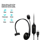 USB Wired Headphone Call Center Business Conference Handsfree MIC Headset A