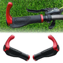 1 Pair Rubber Bicycle Handlebar Grips with Aluminum Bar Ends (Rose Red)