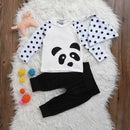 Mikrdoo baby boy clothing set cartoon panda cotton long-sleeved T shirt+ troL3Q2