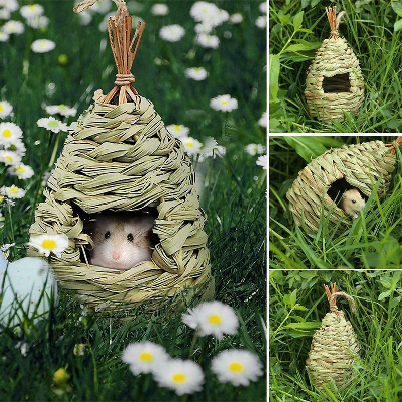 Hanging Bird House Natural Fiber Finch Bird Nest Hut Outdoor Cage
