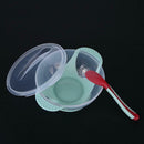 3pcs Baby Dinnerware Feeding Set Sucker Bottom Bowl Dust Cap Spoon Dishes A