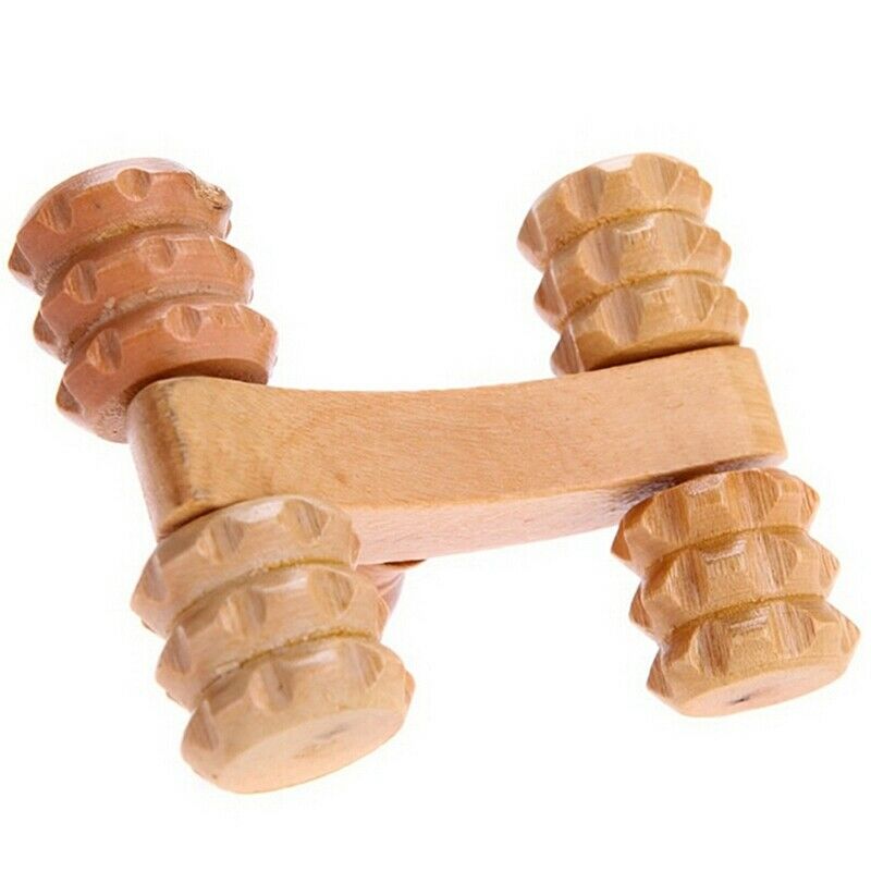 10Pcs Solid Wood Full-Body Four Wheels Wooden Car Roller Relaxing Hand Mass K6N3