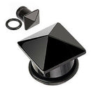 1 pair Agate pyramid Earrings black 00gauge (10mm) J8B6