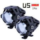 2Pcs U5 125W 3000LM Waterproof Motorcycle LED Headlight High Power Spot Li Gw Bj