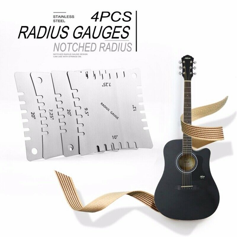 4Pcs Stainless Steel Guitar Notched Radius Gauge Design Fingerboard Fretboa