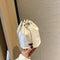Drawstring Bucket Bag Women PU Chain Crossbody Shoulder Handbags (White)