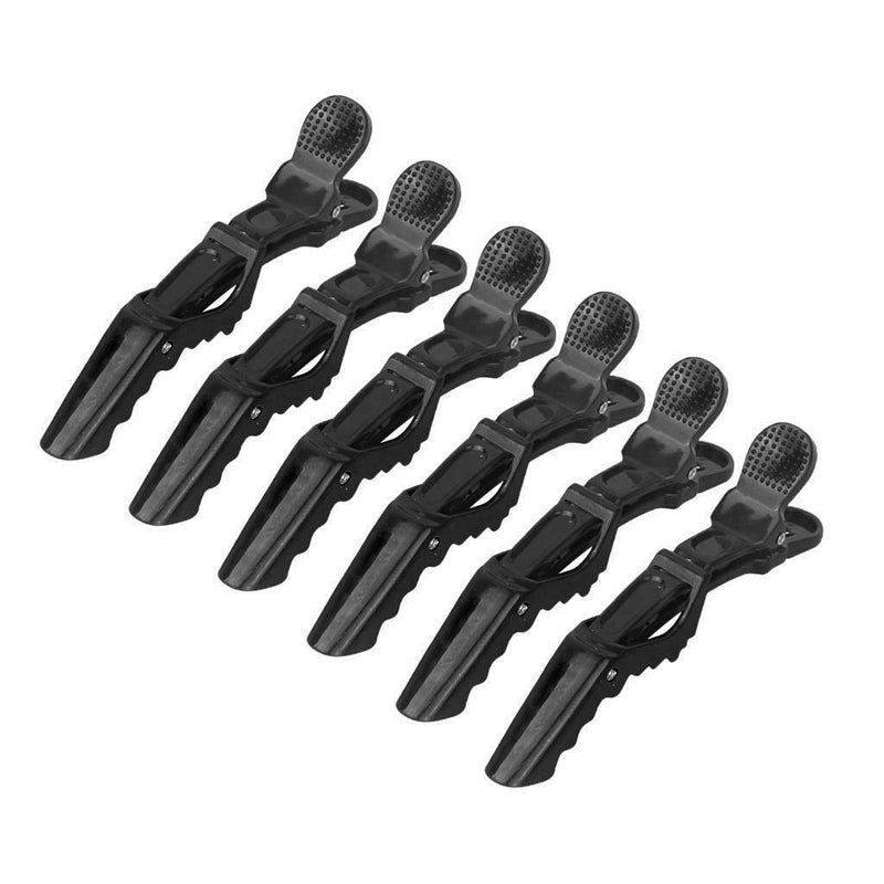 6Pc Plastic Extra Large Hair Styling Sectioning Clips Alligator Clips Black