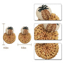 Handmade Pineapple Drop Earrings For Women Wooden Straw Weave Rattan EarringX3U8