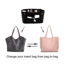 Blue Women Fashion Felt Cloth Inner Bag Fits in Insert Handbag Multi-Pocket
