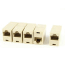 5 Pcs Beige Plastic RJ45 8P8C Female to Female Ethernet Connector Couplers G1Z1