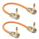 2pcs 20cm Guitar Patch Cables 6.35 to 6.35 Right Angle Guitar Pedal Patch Cables