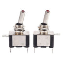 2 Pcs Car 12V 20A Red Illuminated Lamp SPST On/Off Toggle Switch