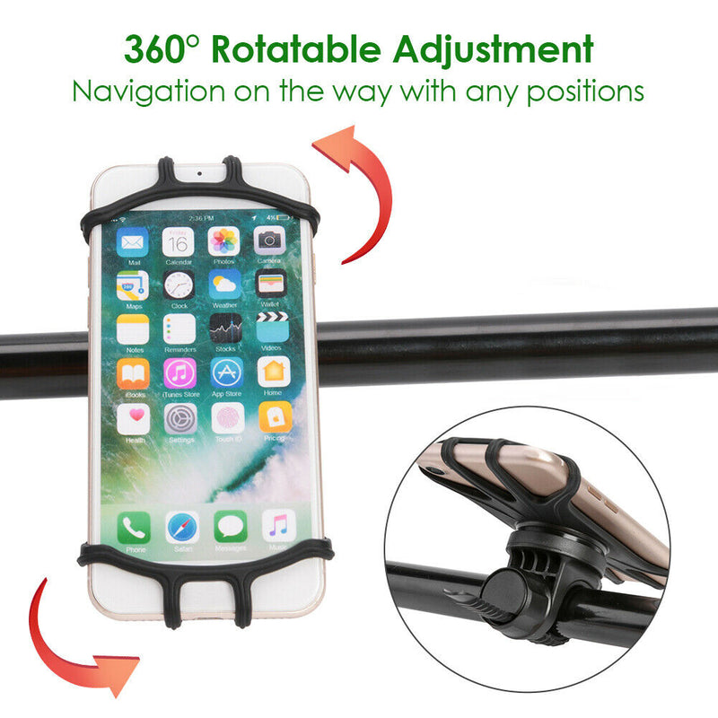 Silicone Bike Phone Holder 360 Rotation Bicycle Handlebar Mobile Support