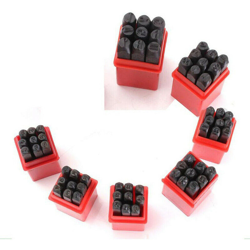 2 Packs of 18 Pieces Steel Metal Number Stamping Punch Tool Stamps Kit - 3mm &