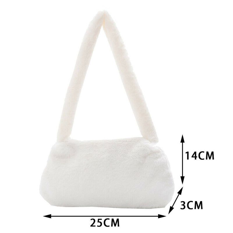 Animal Pattern Underarm Bag Women Mini Plush Shoulder Handbags Purse (1)